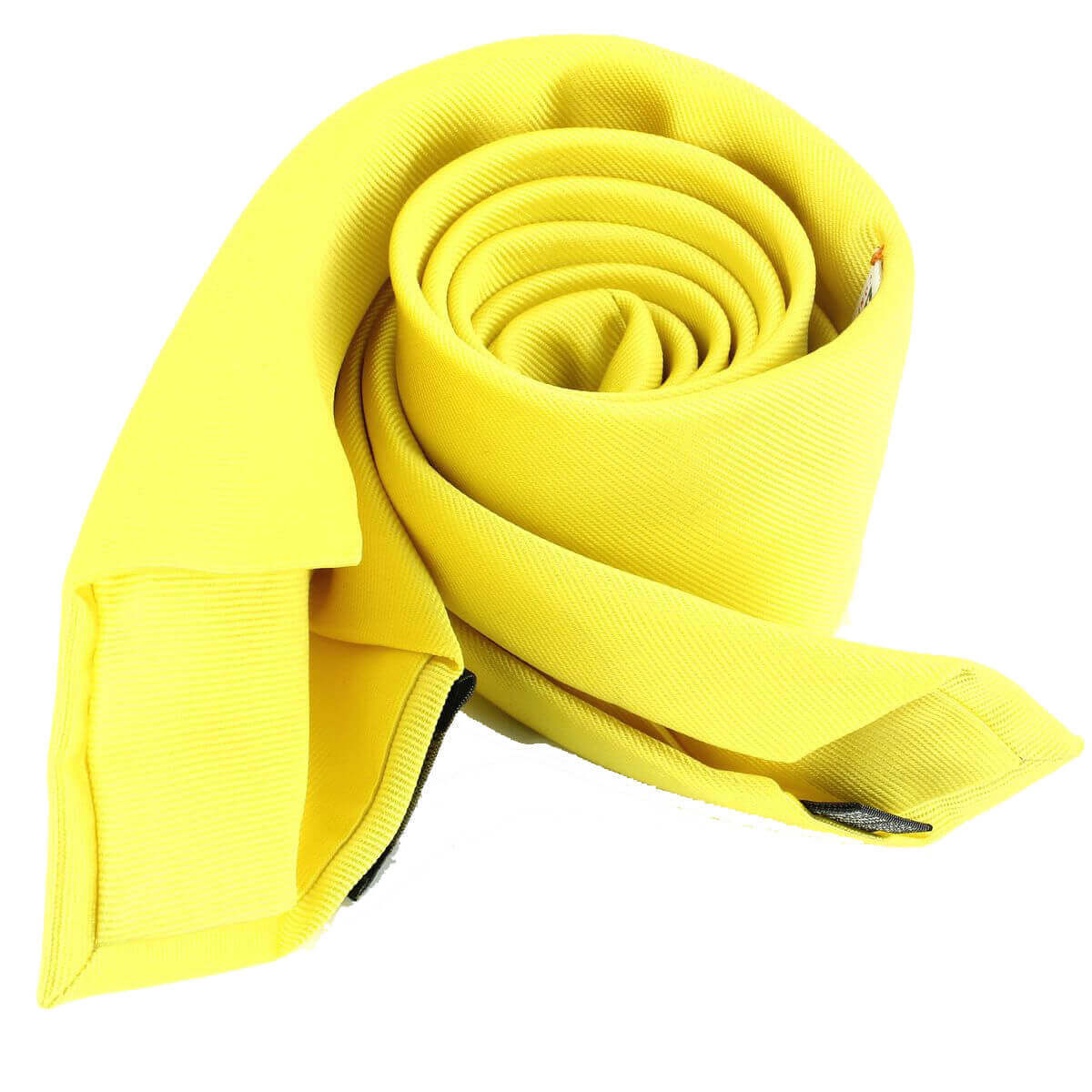 Cravate soie 6 plis, jaune Citron, Faite à la main