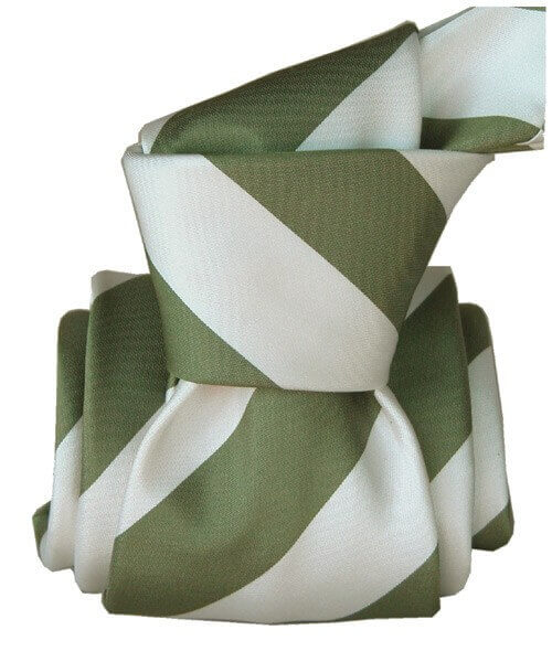 cravate en soie club rayée vert et blanc