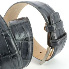 Ceinture cuir, Croco, 35mm, Gris, bords surpiqués Robert Charles 2