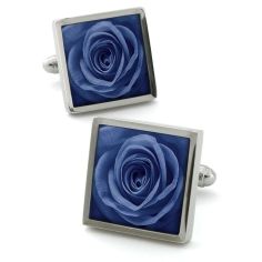 Boutons de manchette, Rose unique Bleu Robert Charles 2