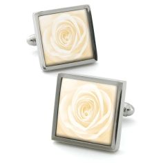 Boutons de manchette, Rose unique ivoire Robert Charles 2