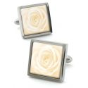 Boutons de manchette, Rose unique ivoire Robert Charles