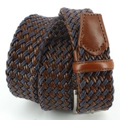 Ceinture cuir, tressée, Marron et Bleu Robert Charles 2