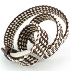 Ceinture cuir, tressée, Marron et crème Robert Charles 2