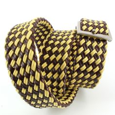 Ceinture cuir, tressée, Marron et jaune Robert Charles 2
