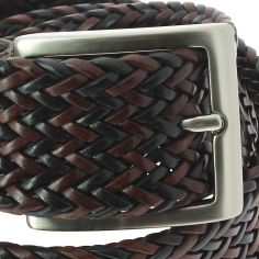 Ceinture cuir, tressée, noir, marron et wengé Robert Charles 2