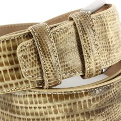Ceinture cuir, Serpent beige, 35mm bords surpiqués Robert Charles 2