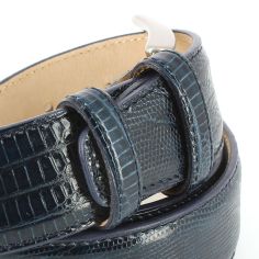 Ceinture cuir, Serpent Bleu marine foncé, 35mm bords surpiqués Robert Charles 2