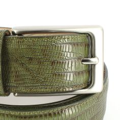 Ceinture cuir, Serpent olive, 35mm bords surpiqués Robert Charles 2