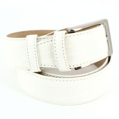 Ceinture cuir, Serpent blanc, 35mm bords surpiqués Robert Charles 2