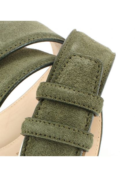 Ceinture cuir, Daim khaki, 35mm bords surpiqués Robert Charles