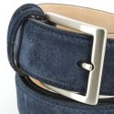 Ceinture cuir, Daim Bleu marine, 35mm bords surpiqués Robert Charles
