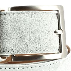 Ceinture cuir, Daim argent, 35mm bords surpiqués Robert Charles 2