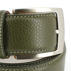 Ceinture cuir, bords surpiqués 40mm, Vert Robert Charles 2