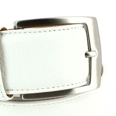 Ceinture cuir, bords surpiqués 40mm, Blanc Robert Charles 2