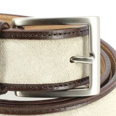 Ceinture cuir, Cuir et Daim beige, 35mm bords surpiqués Robert Charles 2
