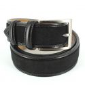 Ceinture cuir, Cuir et Daim noir, 35mm bords surpiqués Robert Charles