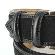 Ceinture cuir, Cuir et Daim noir, 35mm bords surpiqués Robert Charles 2
