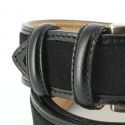 Ceinture cuir, Cuir et Daim noir, 35mm bords surpiqués Robert Charles