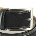 Ceinture cuir, Cuir et Daim noir, 35mm bords surpiqués Robert Charles