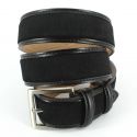 Ceinture cuir, Cuir et Daim noir, 35mm bords surpiqués Robert Charles