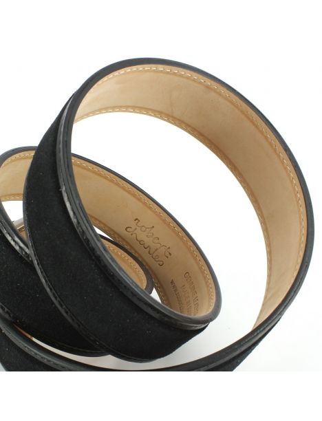 Ceinture cuir, Cuir et Daim noir, 35mm bords surpiqués Robert Charles