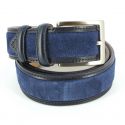 Ceinture cuir, Cuir et Daim Bleu, 35mm bords surpiqués Robert Charles
