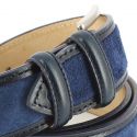 Ceinture cuir, Cuir et Daim Bleu, 35mm bords surpiqués Robert Charles