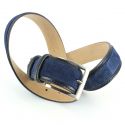 Ceinture cuir, Cuir et Daim Bleu, 35mm bords surpiqués Robert Charles