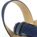 Ceinture cuir, Cuir et Daim Bleu, 35mm bords surpiqués Robert Charles