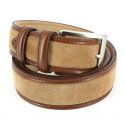 Ceinture cuir, Cuir et Daim cognac, 35mm bords surpiqués Robert Charles