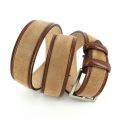 Ceinture cuir, Cuir et Daim cognac, 35mm bords surpiqués Robert Charles