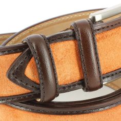 Ceinture cuir, Cuir et Daim orange, 35mm bords surpiqués Robert Charles 2