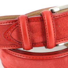 Ceinture cuir, Cuir et Daim rouge, 35mm bords surpiqués Robert Charles 2