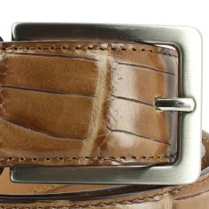 Ceinture cuir, Croco, 35mm, Beige, bords surpiqués Robert Charles 2