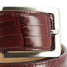 Ceinture cuir, Croco, 35mm, Bordeaux, bords surpiqués Robert Charles 2