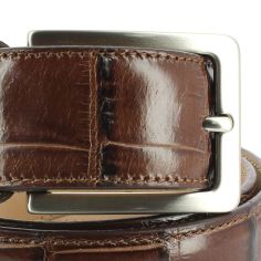 Ceinture cuir, Croco, 35mm, Marron, bords surpiqués Robert Charles 2