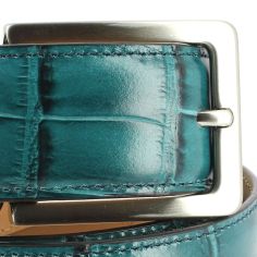 Ceinture cuir, Croco, 35mm, Vert, bords surpiqués Robert Charles 2