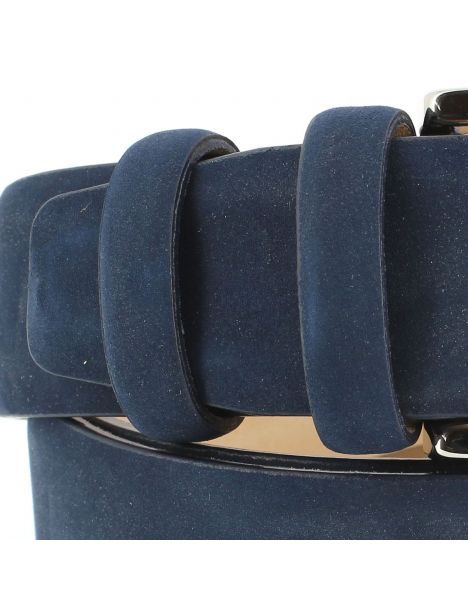 Ceinture cuir, Nubuck Bleu, 35mm Robert Charles