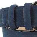 Ceinture cuir, Nubuck Bleu, 35mm Robert Charles