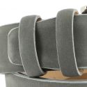 Ceinture cuir, Nubuck gris, 35mm Robert Charles