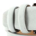 Ceinture cuir, Nubuck argent, 35mm Robert Charles