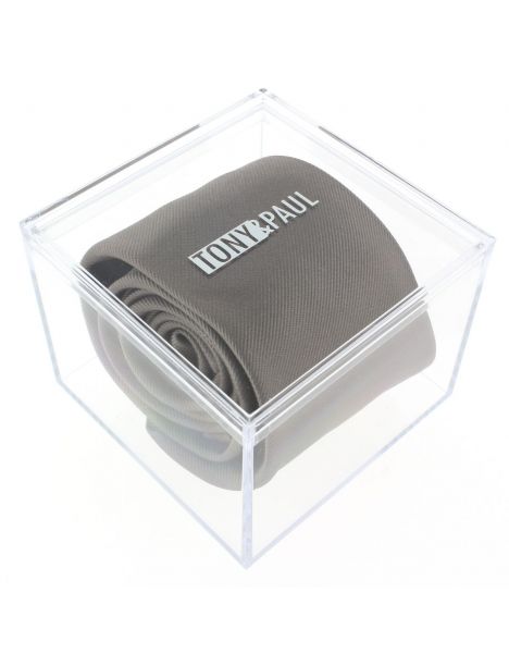 Cravate soie 6 plis, Taupe, Faite à la main Tony & Paul