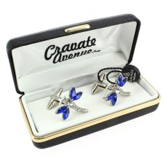 Boutons de manchette, Libellule en cristal Bleu Cravate Avenue Signature 2