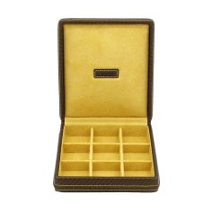 Ecrin 9 Boutons de manchette, Carbone, fibre de carbone marron intérieur jaune Friedrich 23