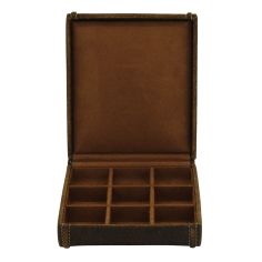 Ecrin 9 boutons de manchettte, Cubano V2, cuir marron havane Friedrich 23