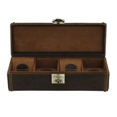 petite malle pour 4 montres, Cubano V2, cuir marron havane Friedrich 23