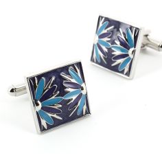 Boutons de manchette, fleurs, Bleu turquoise Simon Carter 2