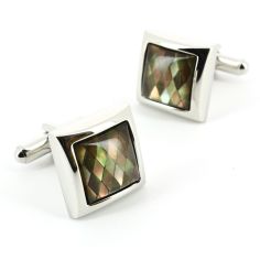 Boutons de manchette, Chequer gris nacre Simon Carter 2