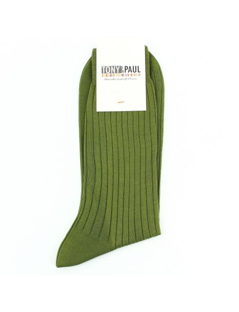 Chaussettes pur fil d'Ecosse. Vert Sequoia. La Vaticana. Tony & Paul